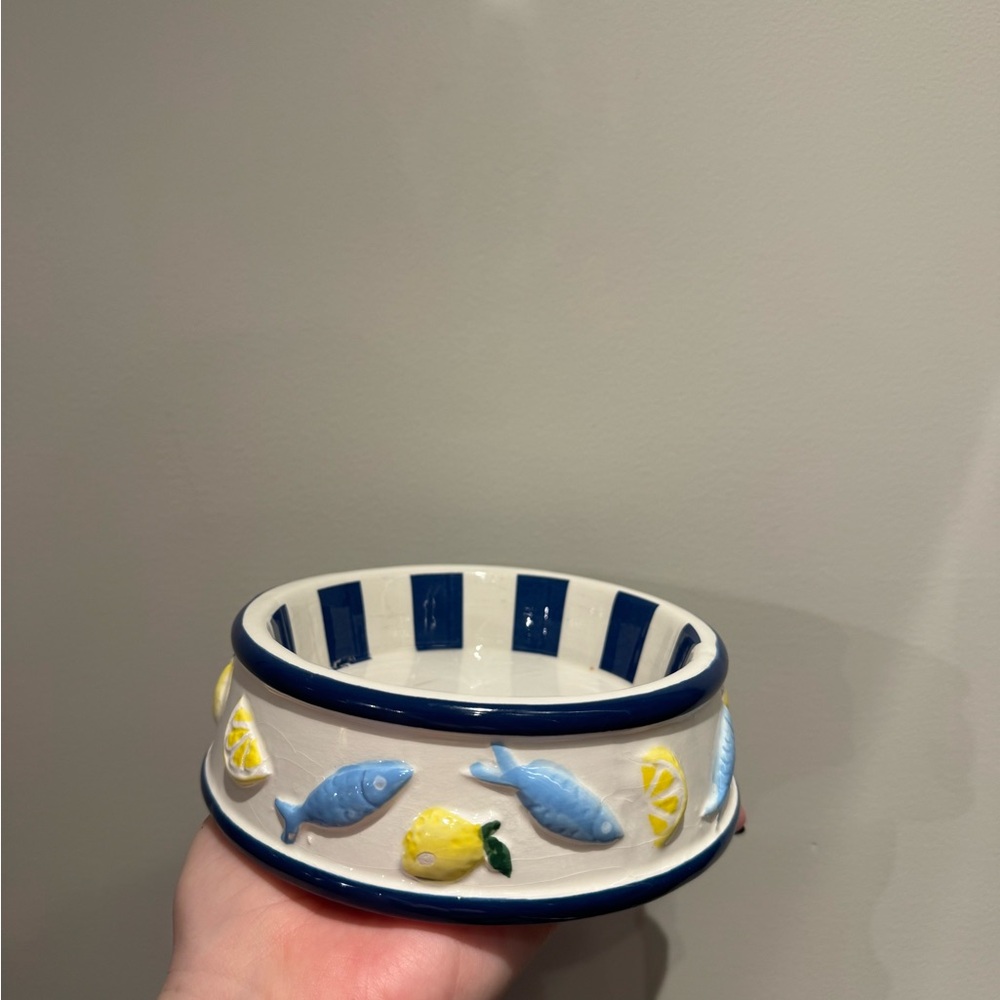 Ceramic Bowl with Fish and Lemon Design